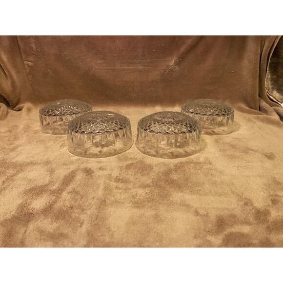 Vintage Set of (4) French Arcoroc 5" Dessert Bowls-Glass Starburst Design - Picture 3 of 6